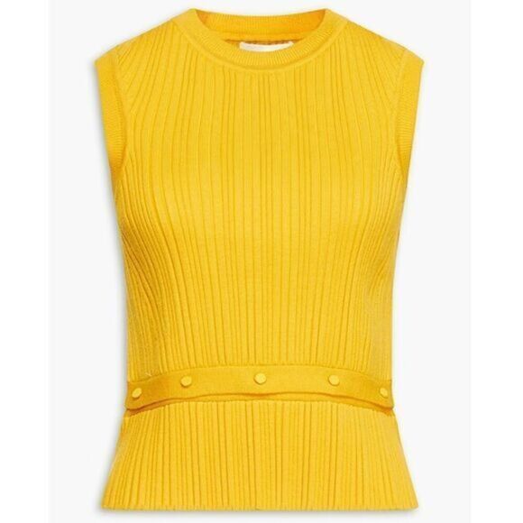 3.1 PHILLIP LIM GOLD RIBBED SLEEVELESS SWEATER - Picture 1 of 7